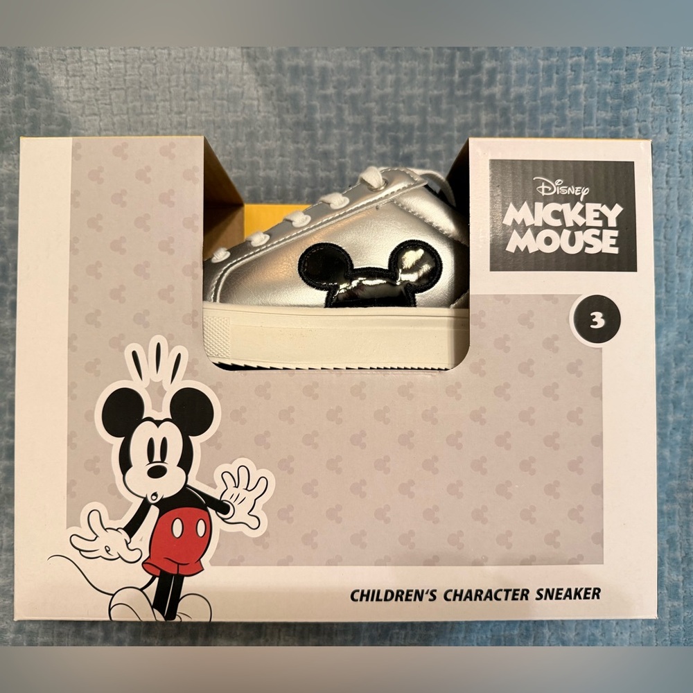 Disney Kids Silver and Black Sneakers size 3 NIB